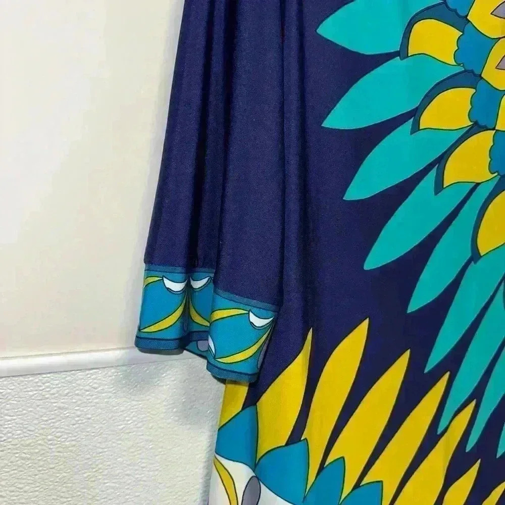 Women's Donna Morgan Dress, Size 6, NavyTeal Vintage Psychedelic Mod Shift Dress - Picture 4 of 11
